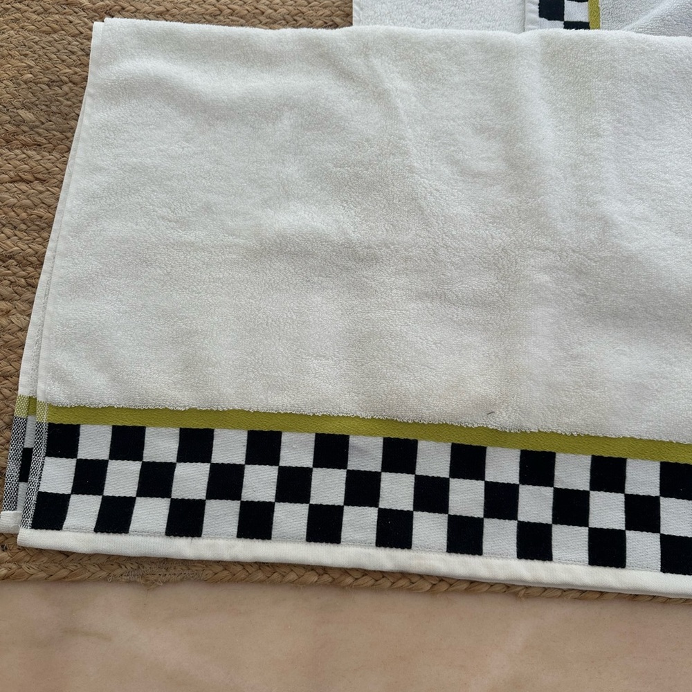 MacKenzie-Childs Black and White Checkered Towel with Yellow Accent - Picture 8 of 8
